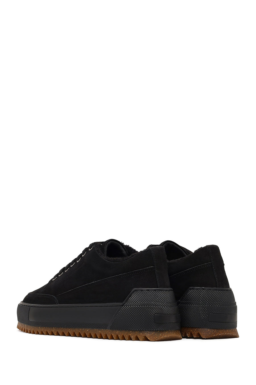 Erkek Siyah Bağcıklı Kalın Tabanlı Nubuk Deri Sneaker