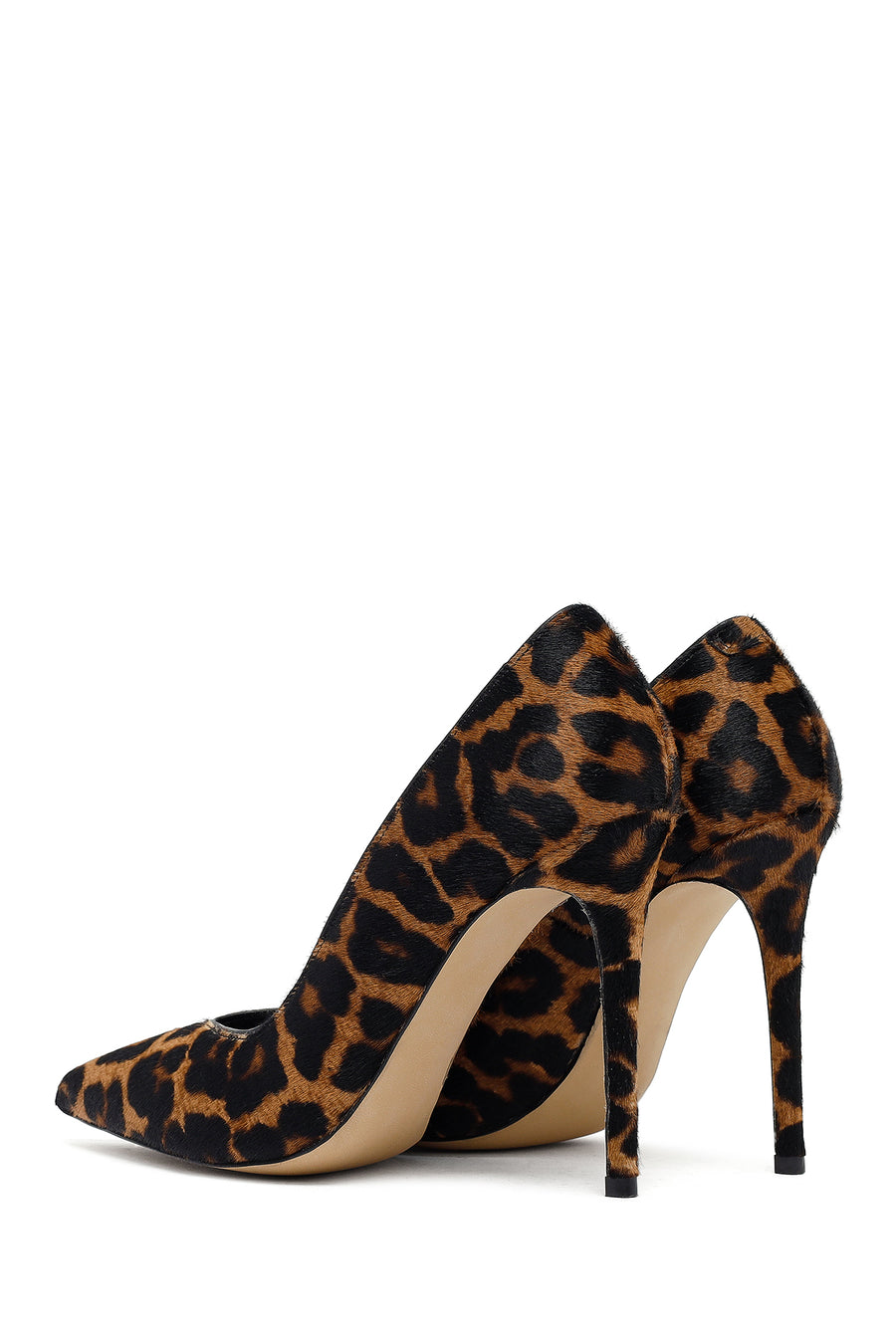 Kadın Leopar Yüksek İnce Topuklu Deri Stiletto