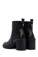 Woman Black Chunky Heels Leather Chelsea Boots | Derimod