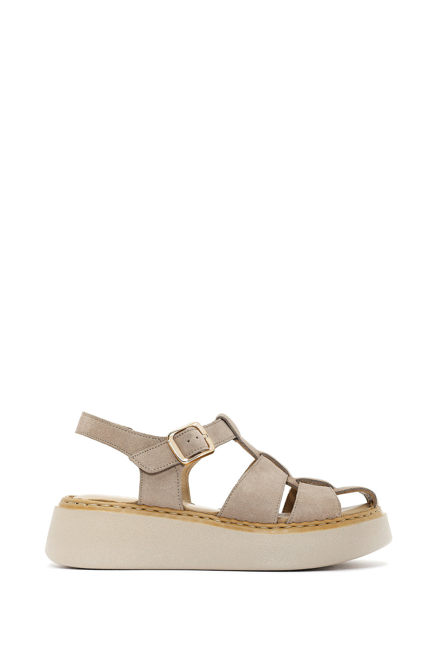 Women's Mink Ankle Buckle Thick-Soled Suede Leather Comfort Sandals 26SFD341310 | Derimod