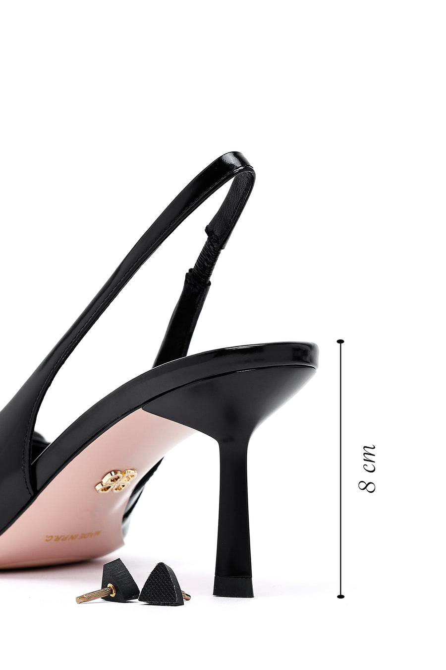 Women's Black Open Back Thin Heeled Leather Shoes