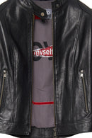 Prima Women's Black Short Leather Jacket | Derimod