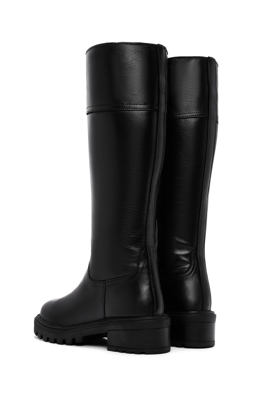 Women's Black Thick Soled Casual Leather Boots