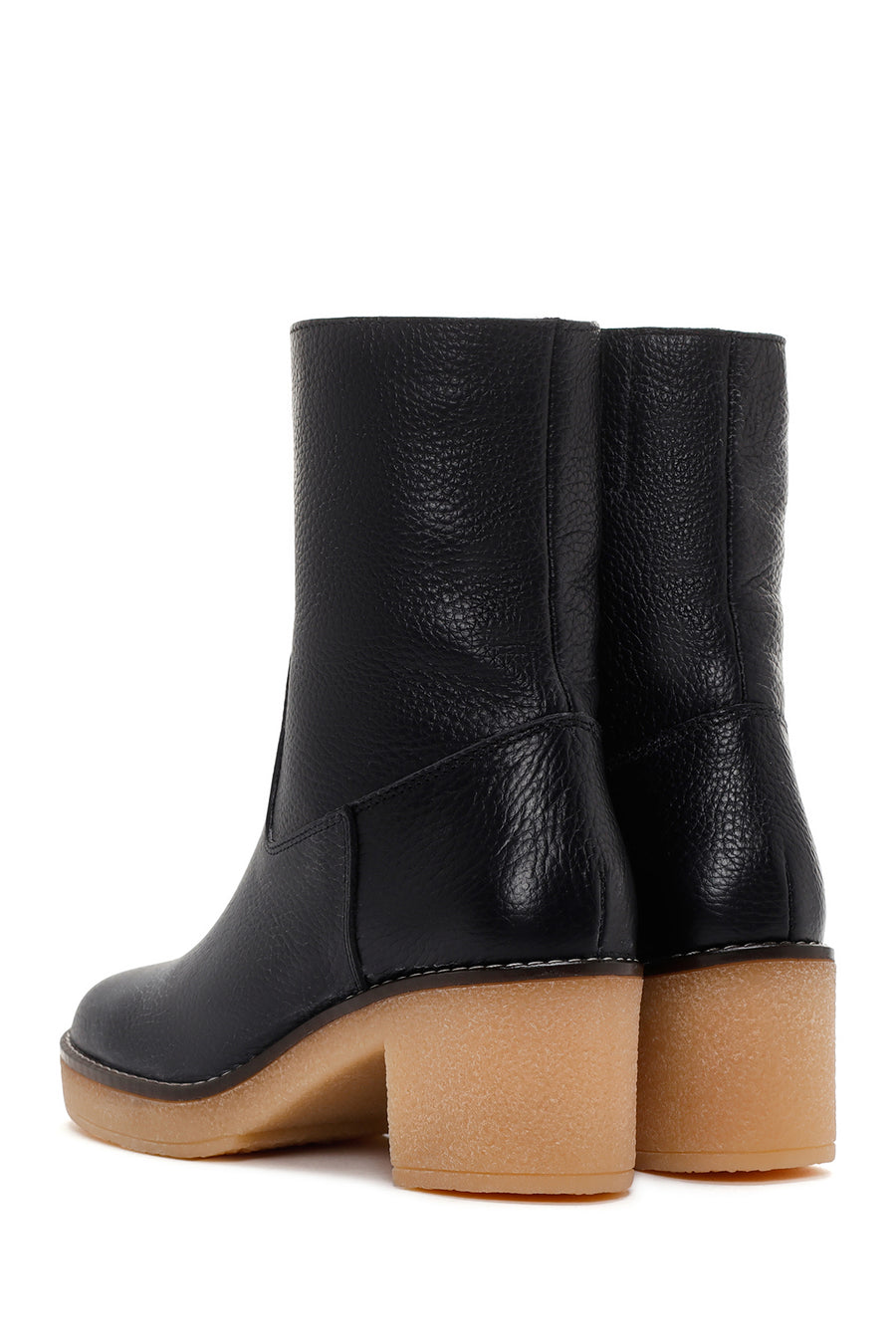 Women's Black Leather Zippered Heeled Boots