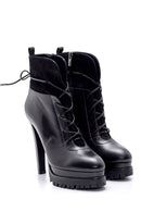 Women's Leather Lace Detailed Heeled Boots | Derimod