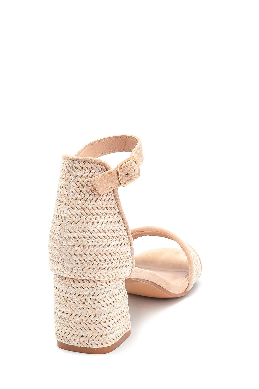 Women's Straw Detailed Heeled Sandals