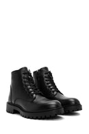 Male Black Zip Closure Leather Casual Boots | Derimod