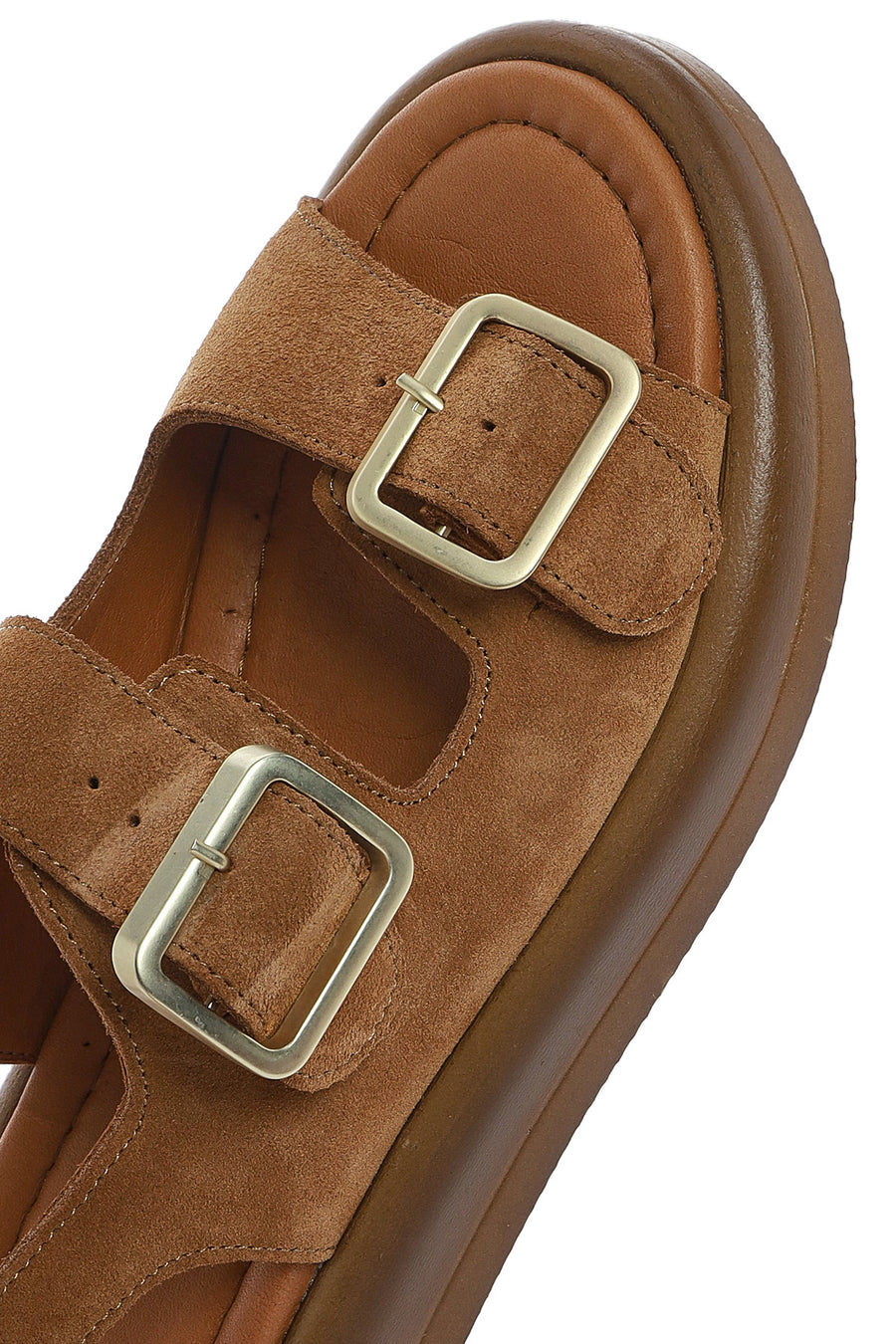 Women's Mink Back Buckle Thick Soled Suede Leather Sandals