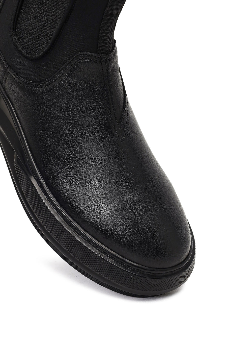 Men's Black Leather Sports Boots
