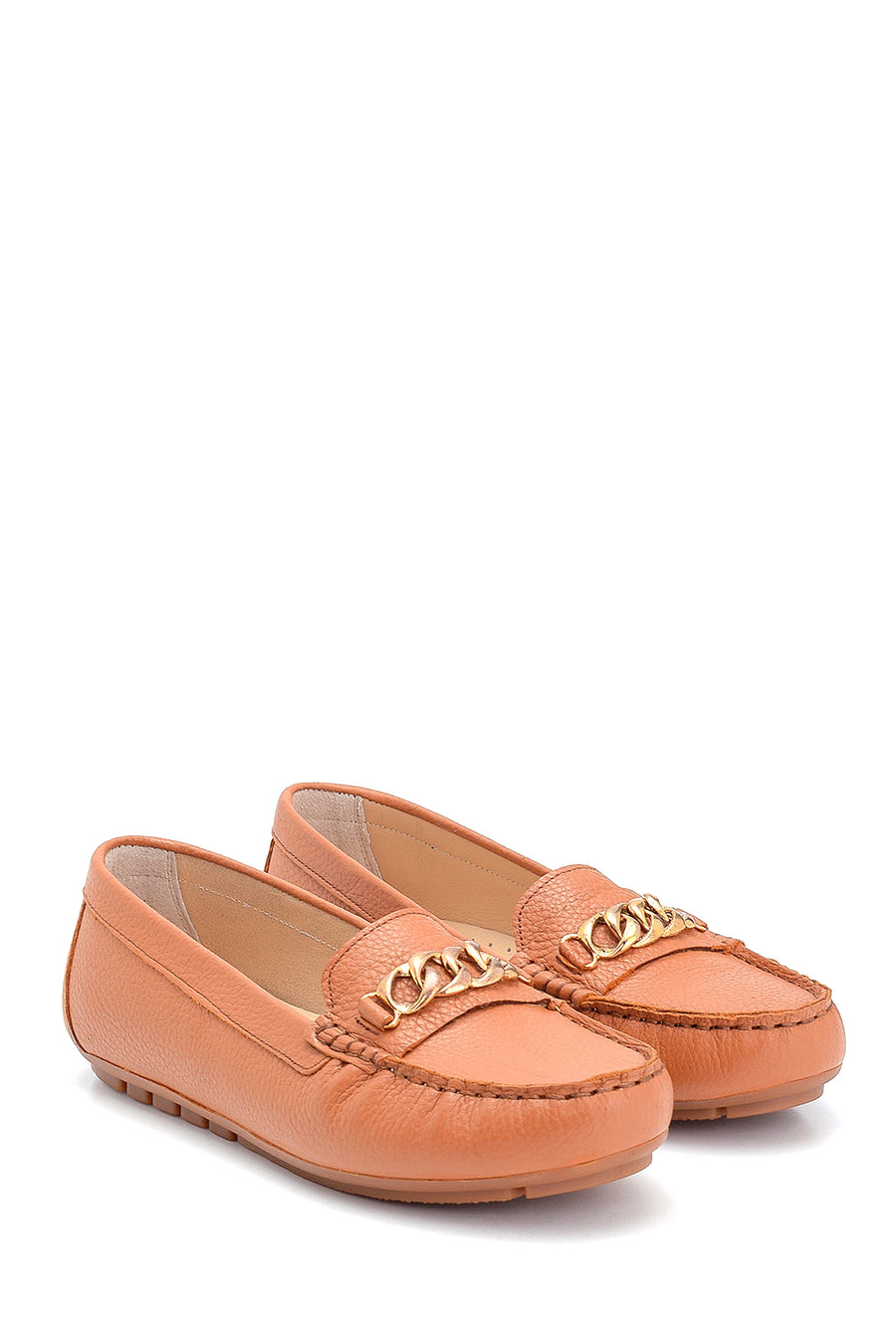 Women's Leather Chain Detailed Loafer