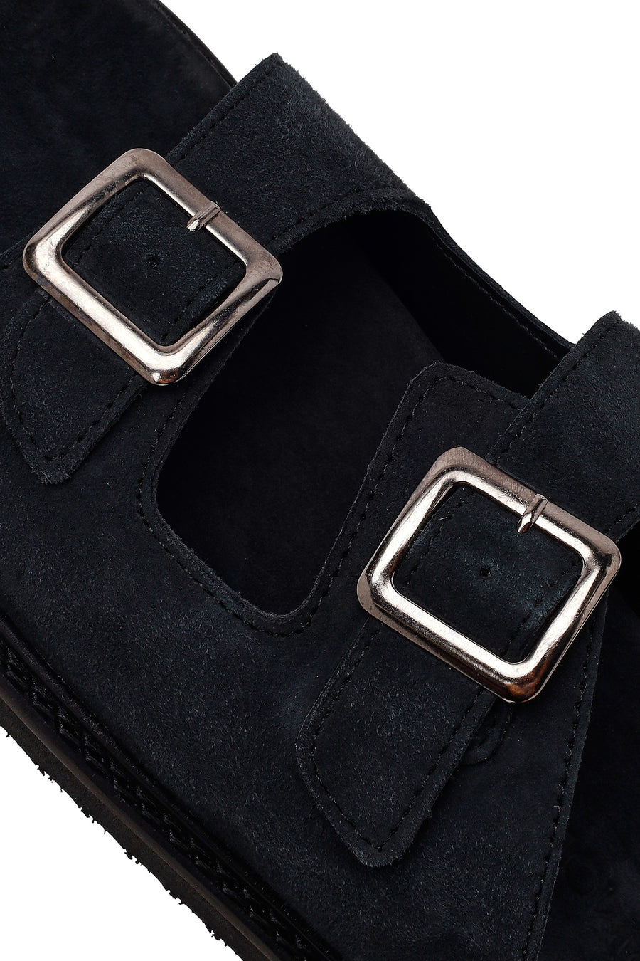 Male Black Strap Suede Slipper