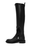 Women's Black Zippered Leather Boots | Derimod