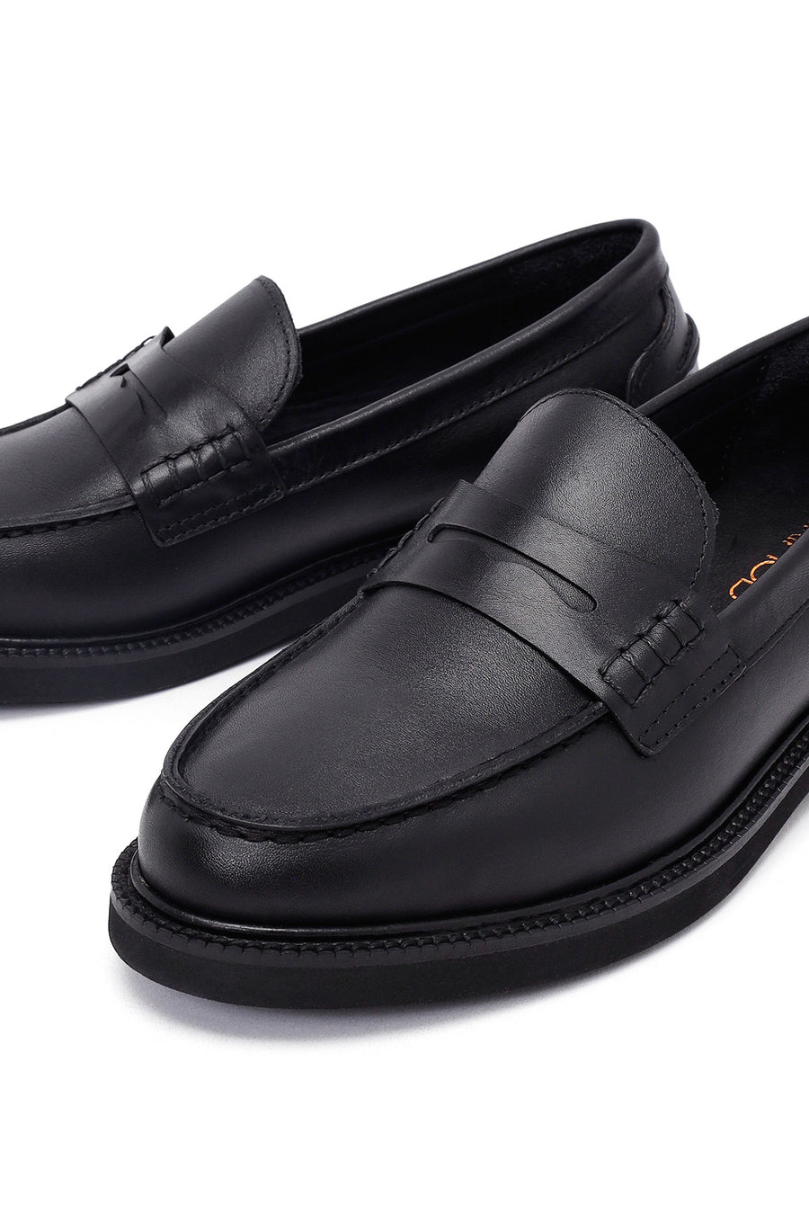 Woman Black Leather Masculine Loafer
