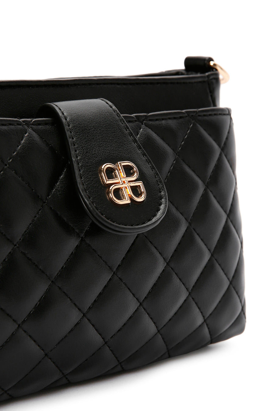 Women's Black Long Strap Quilted Handbag