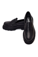 Kadın Siyah Kalın Tabanlı Deri Maskülen Loafer | Derimod