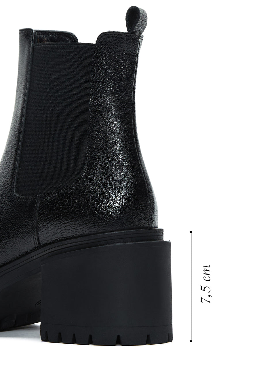 Women's Black Leather Heeled Chelsea Boots