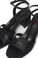 Woman Black Ankle-Buckle Chunky-Heel Leather Sandal | Derimod