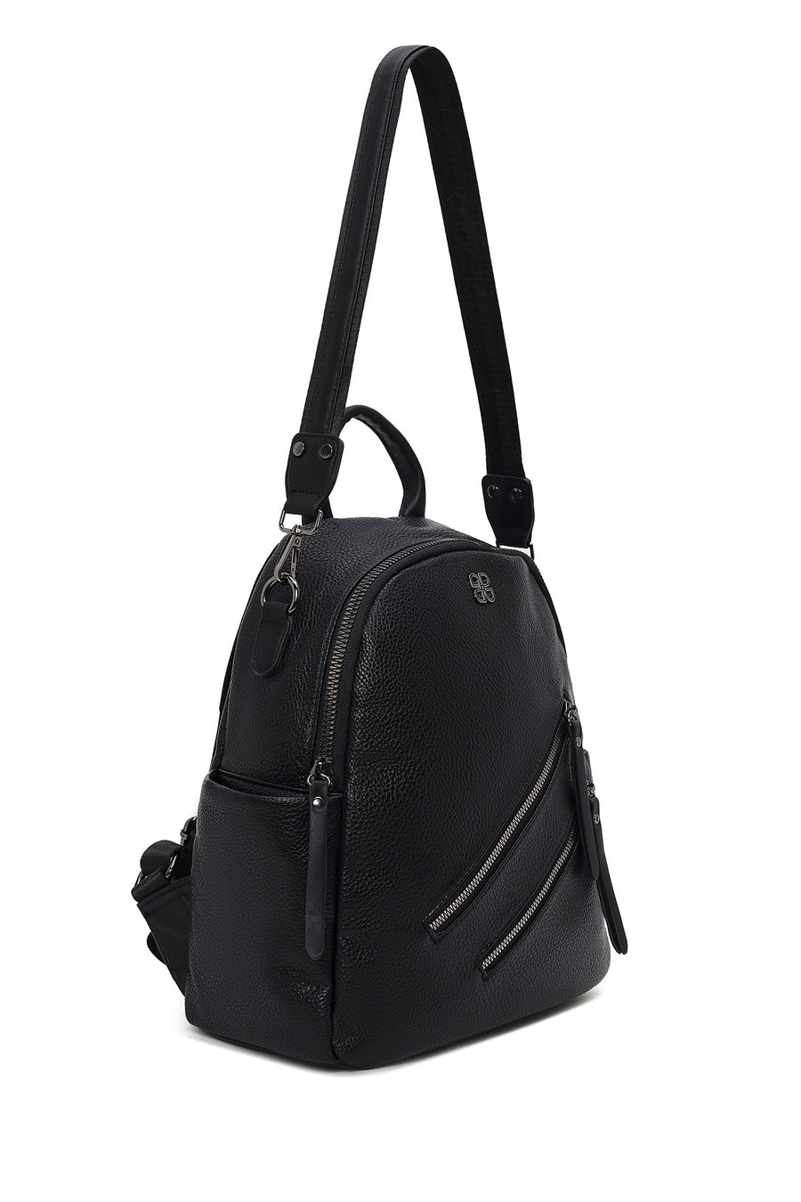 Woman Black Long-Strap Backpack