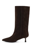 Woman Brown Thin-Heeled Suede Boots | Derimod