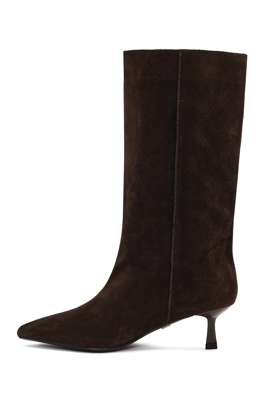 Woman Brown Thin-Heeled Suede Boots