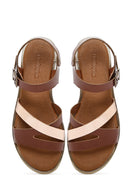 Women's Brown Ankle Buckle Leather Sandals | Derimod