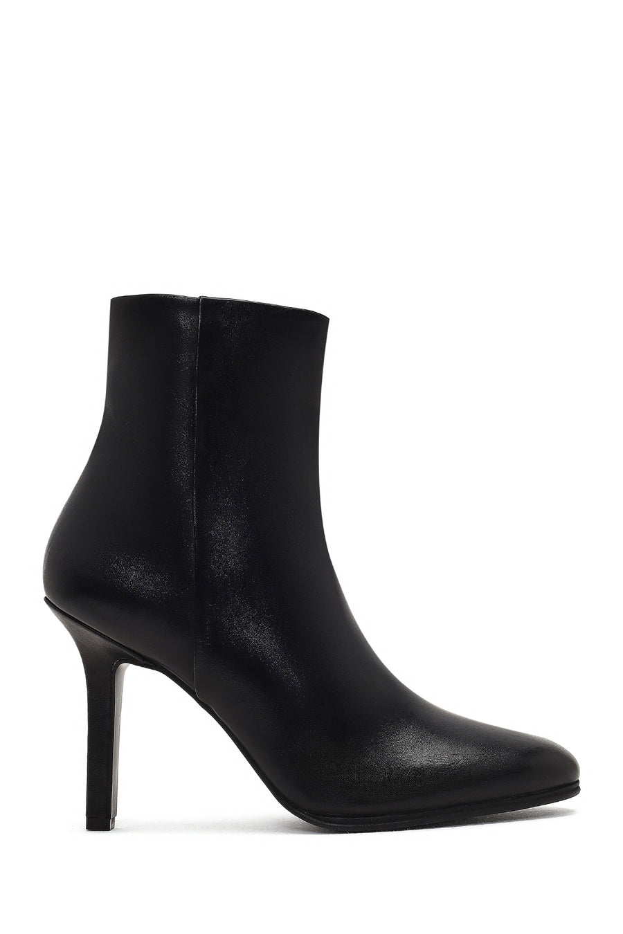 Women's Black Zippered High Thin Heel Leather Boot 25WFD163318 | Derimod