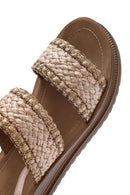 Women's Beige Ankle Buckle Thick Soled Straw Sandals | Derimod