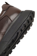 Men's Brown Lace-Up Thick-Soled Leather Sneaker | Derimod