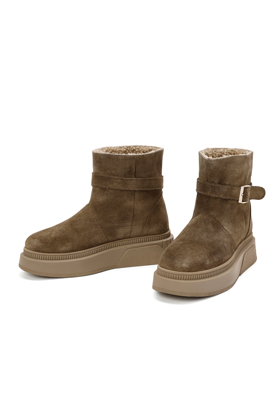 Women's Brown Thick Sole Suede Leather Boots