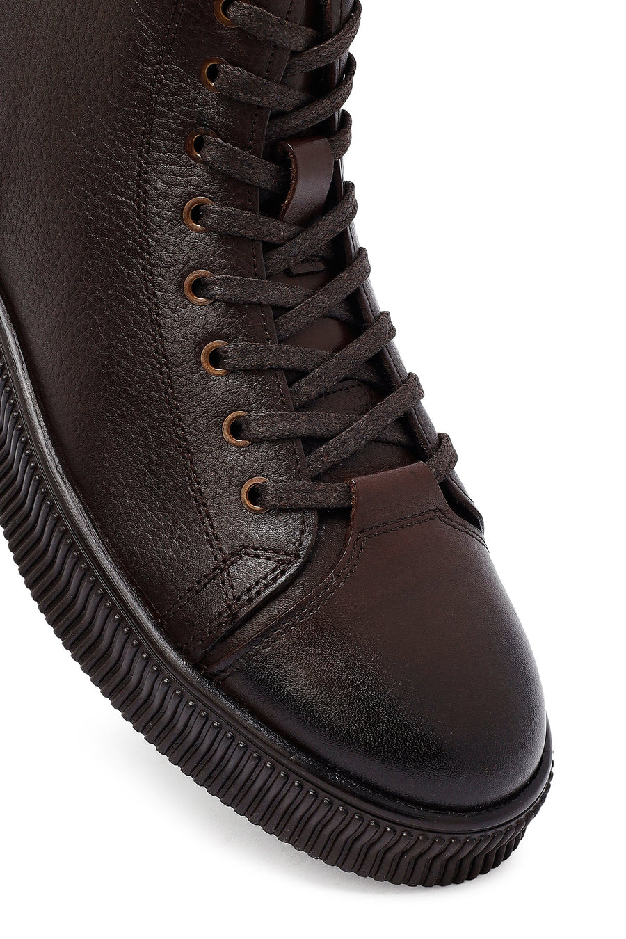 Male Brown Lace-Up Zip Closure Leather Sport Boots