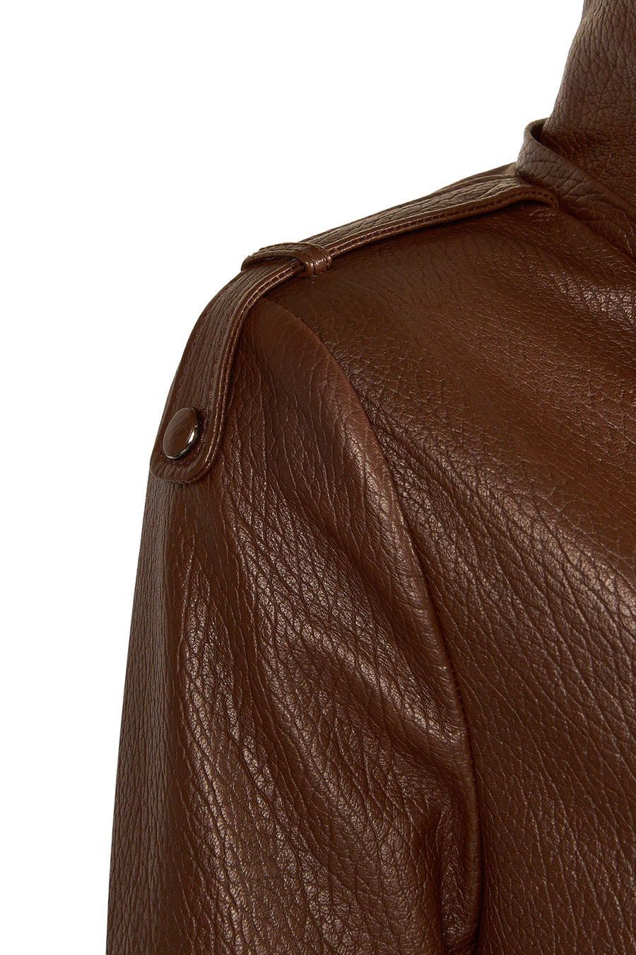 Carmen Woman Brown Fur Collar Leather Coat