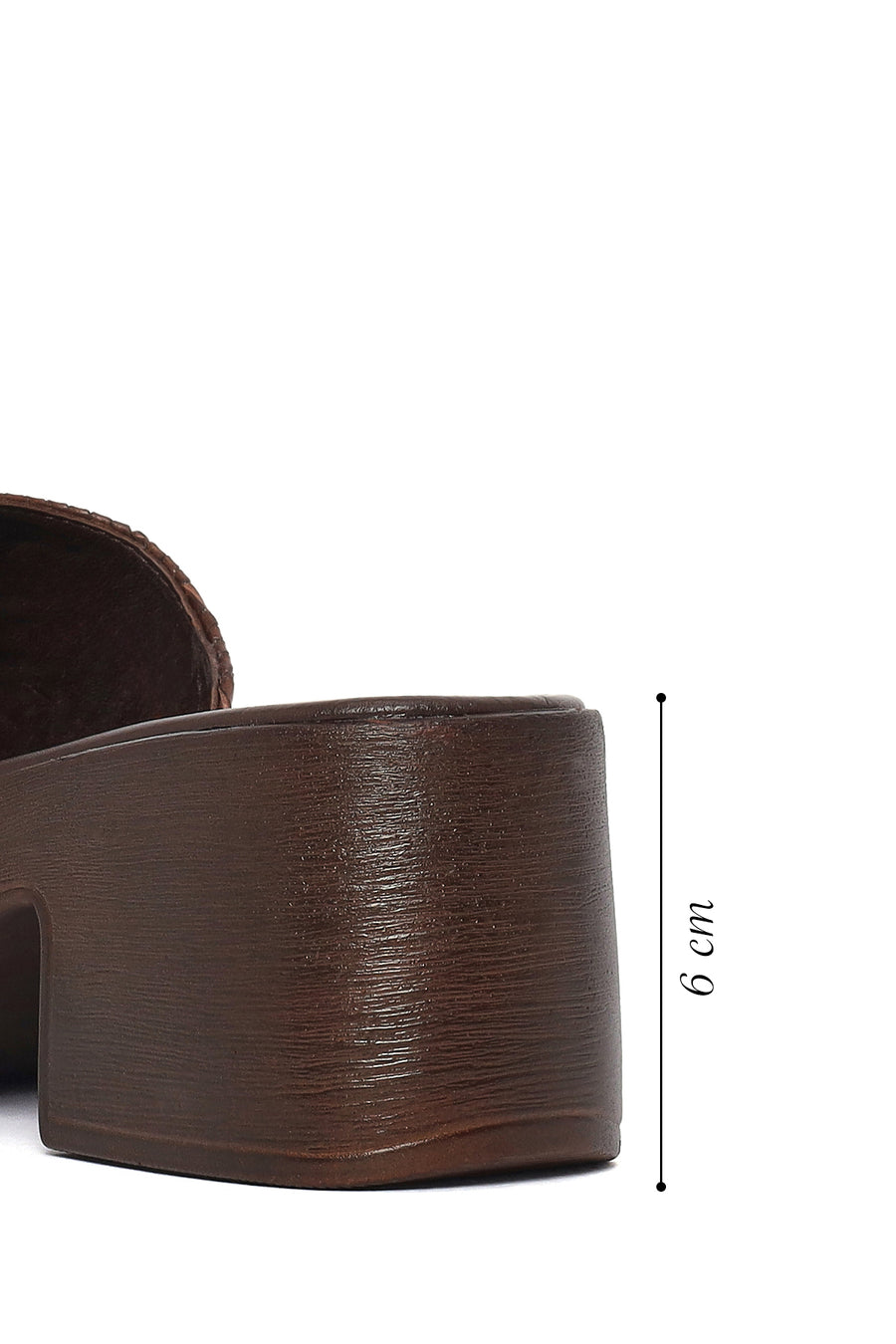 Kadın Kahverengi Desenli Kısa Kalın Topuklu Deri Terlik
