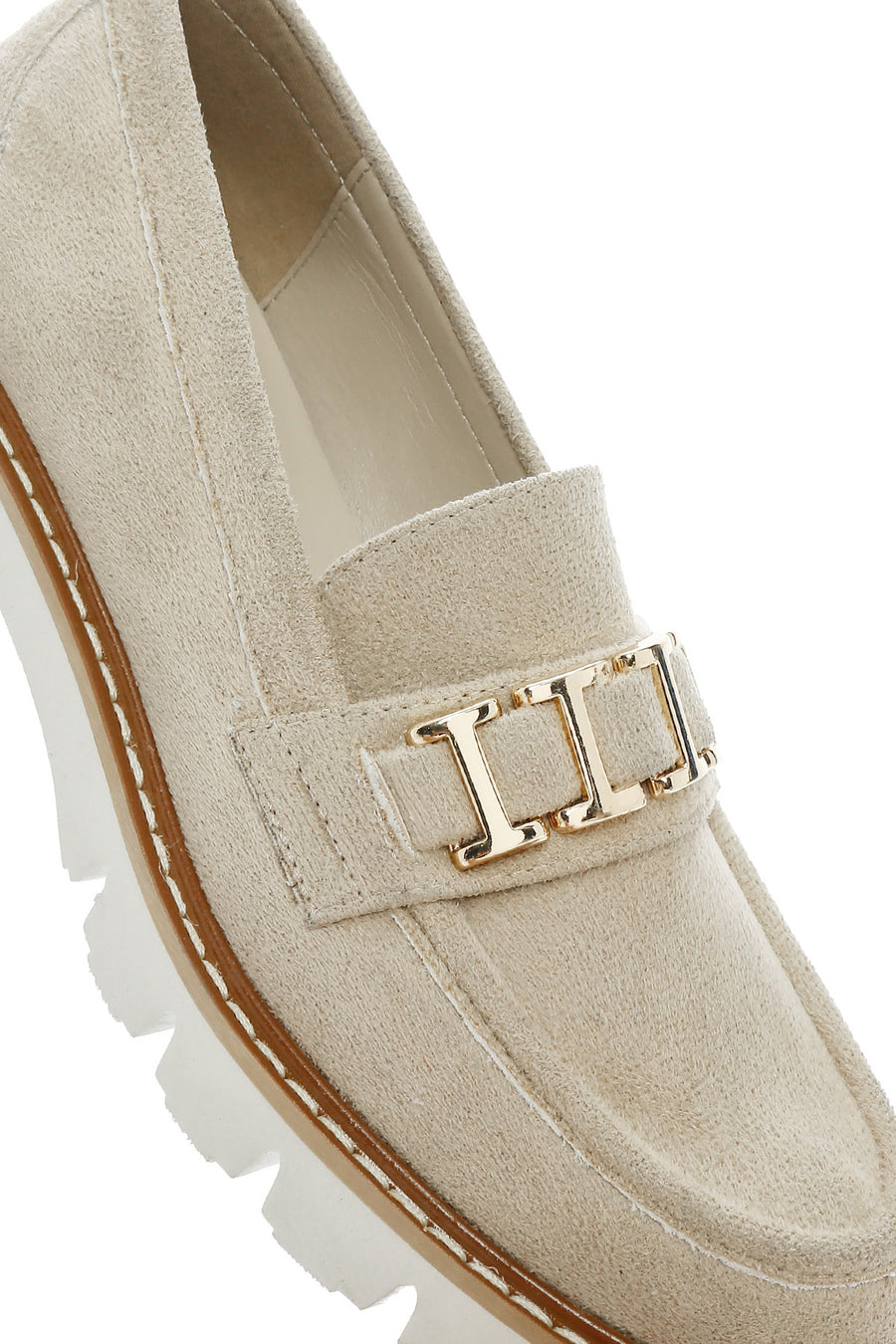 Women's Tan Buckled Suede Masculine Loafer