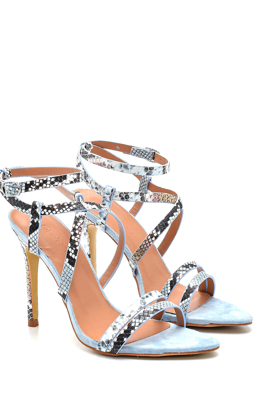 Women's Snake Printed Heeled Sandals