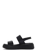 Women's Black Buckle Thick-Soled Leather Comfort Sandals | Derimod