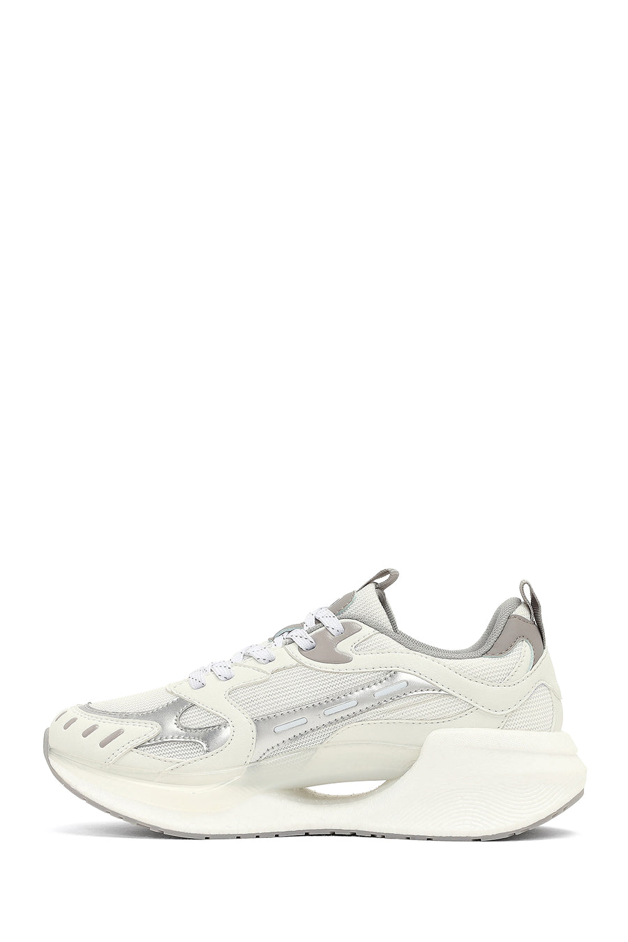 Derimod Studio Women's Silver Lace-Up Thick-Soled Sneaker