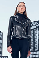 Lady Women's Black Short Leather Jacket | Derimod