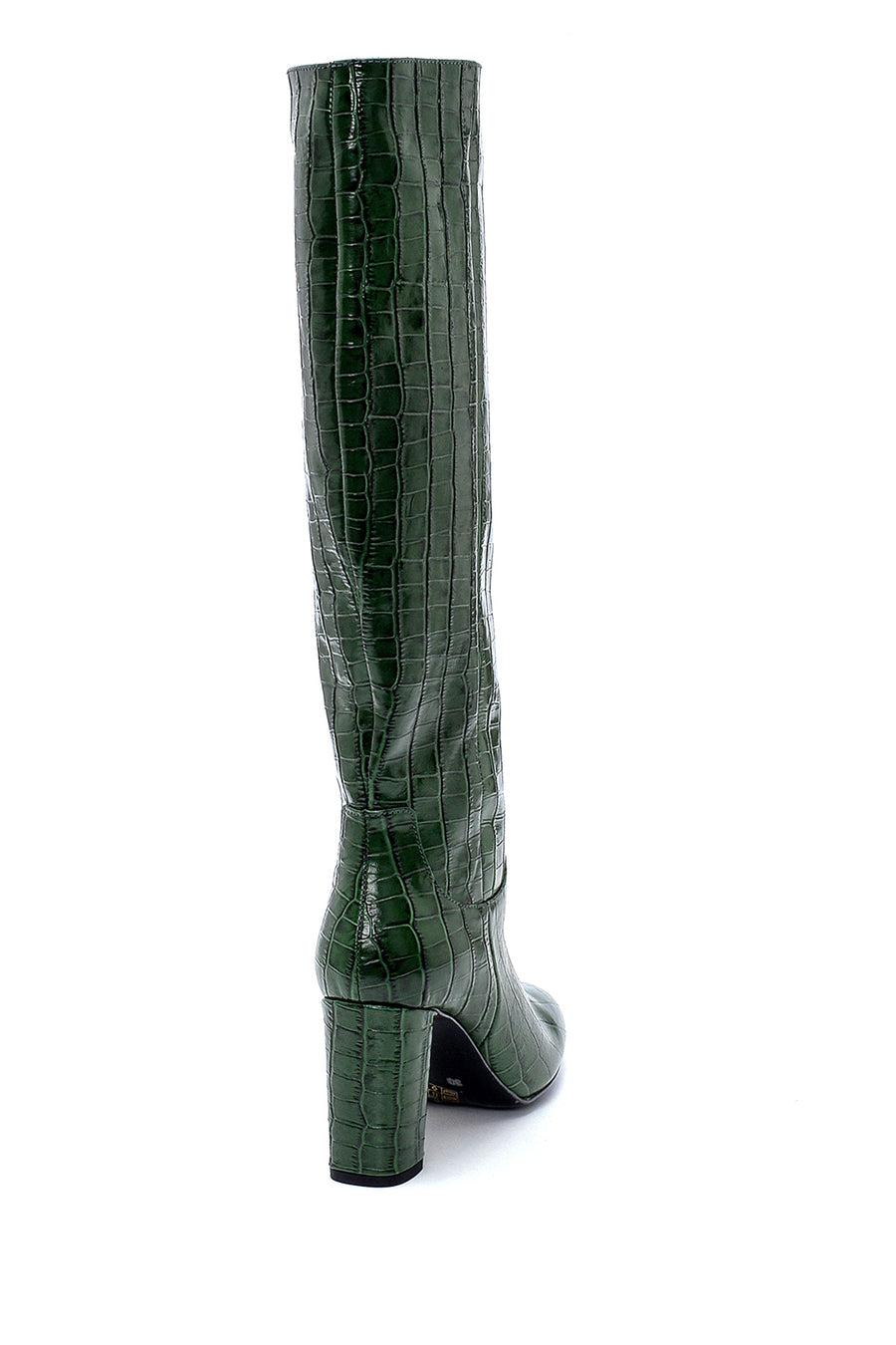 Women's Leather Crocodile Patterned Heeled Boots