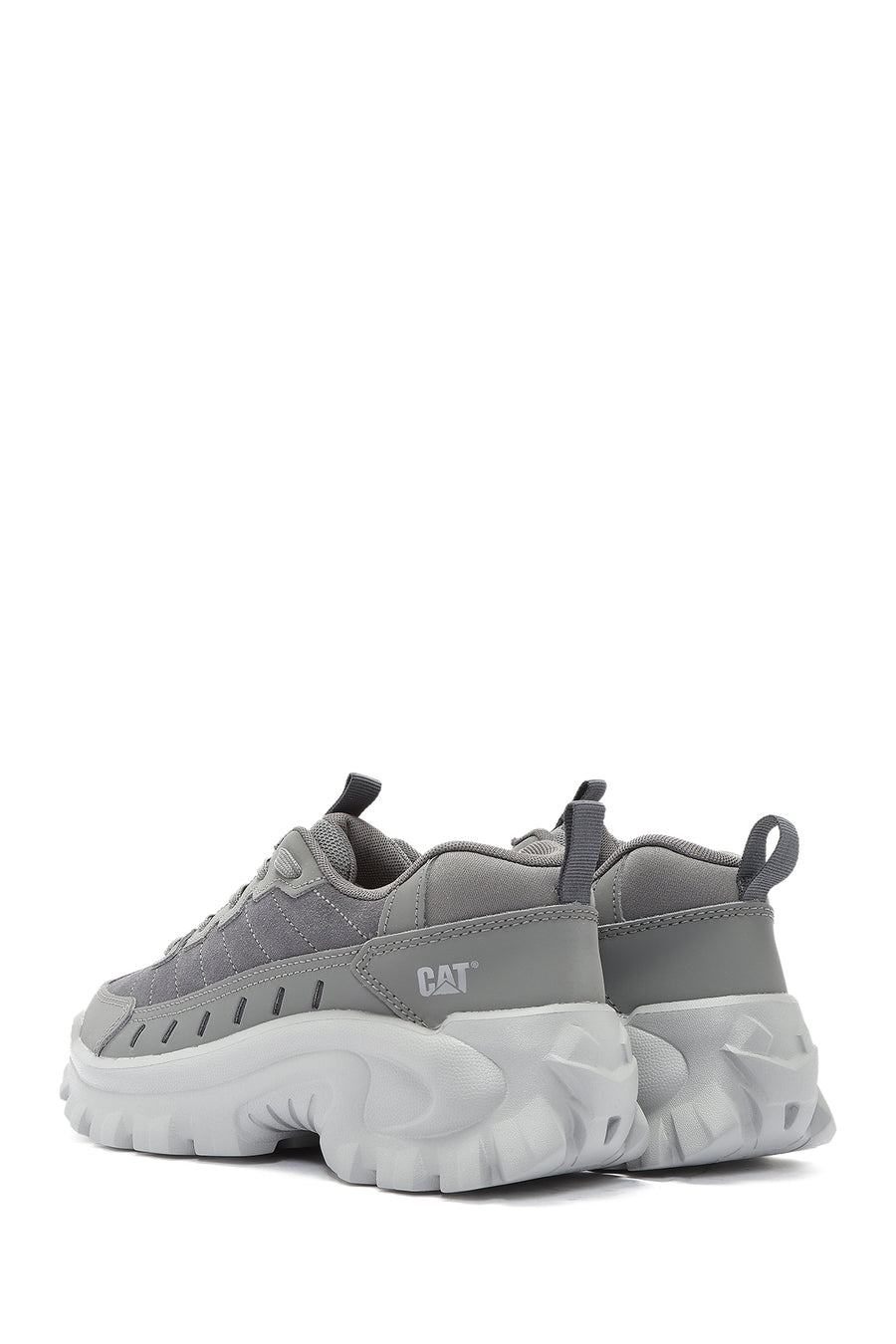 Caterpillar Men's Grey Intruder Essential Lace-Up Chunky Sole Leather Sneaker