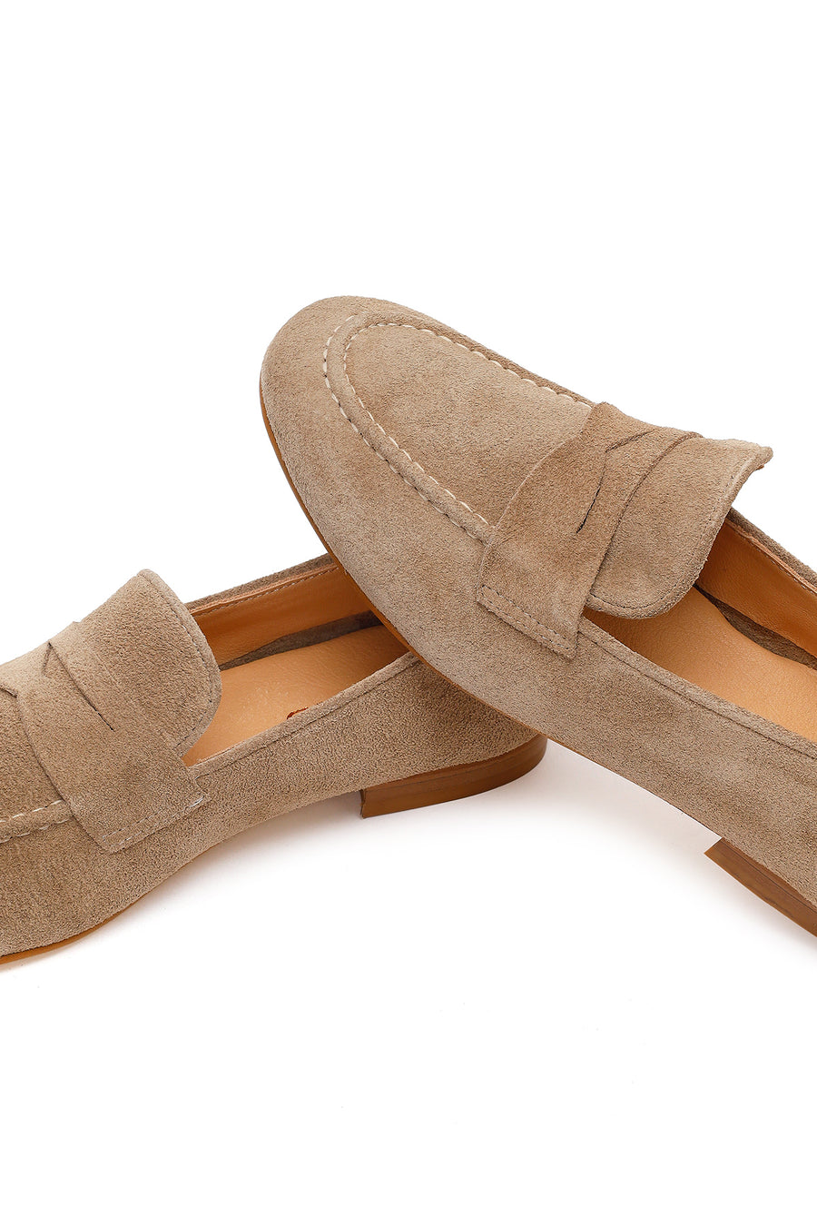 Women's Beige Suede Leather Masculine Loafer