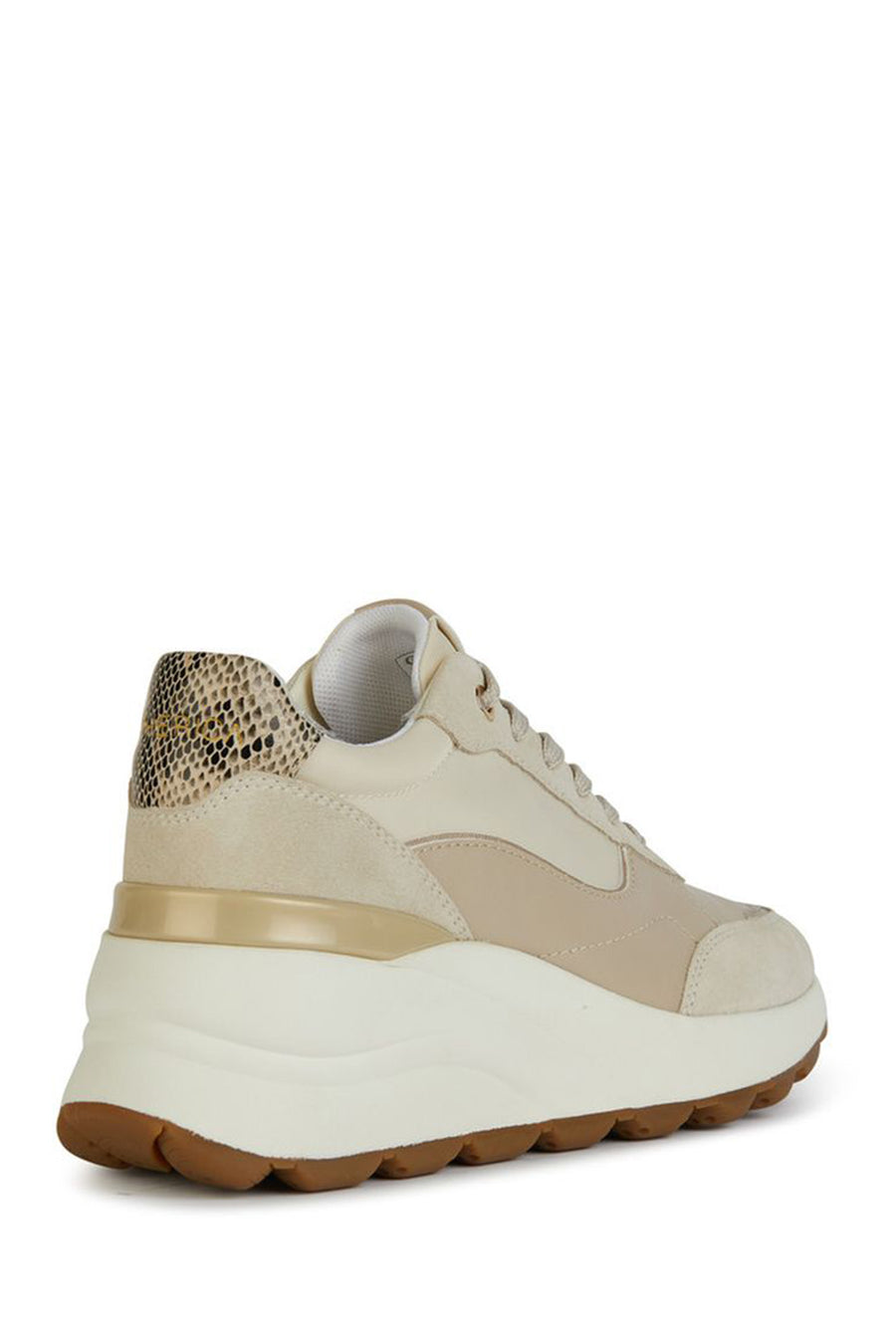 Geox Women's Beige Spherica Ec11 Thick Soled Lace-up Leather Sneaker