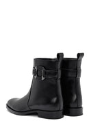 Women's Black Zippered Leather Boots | Derimod