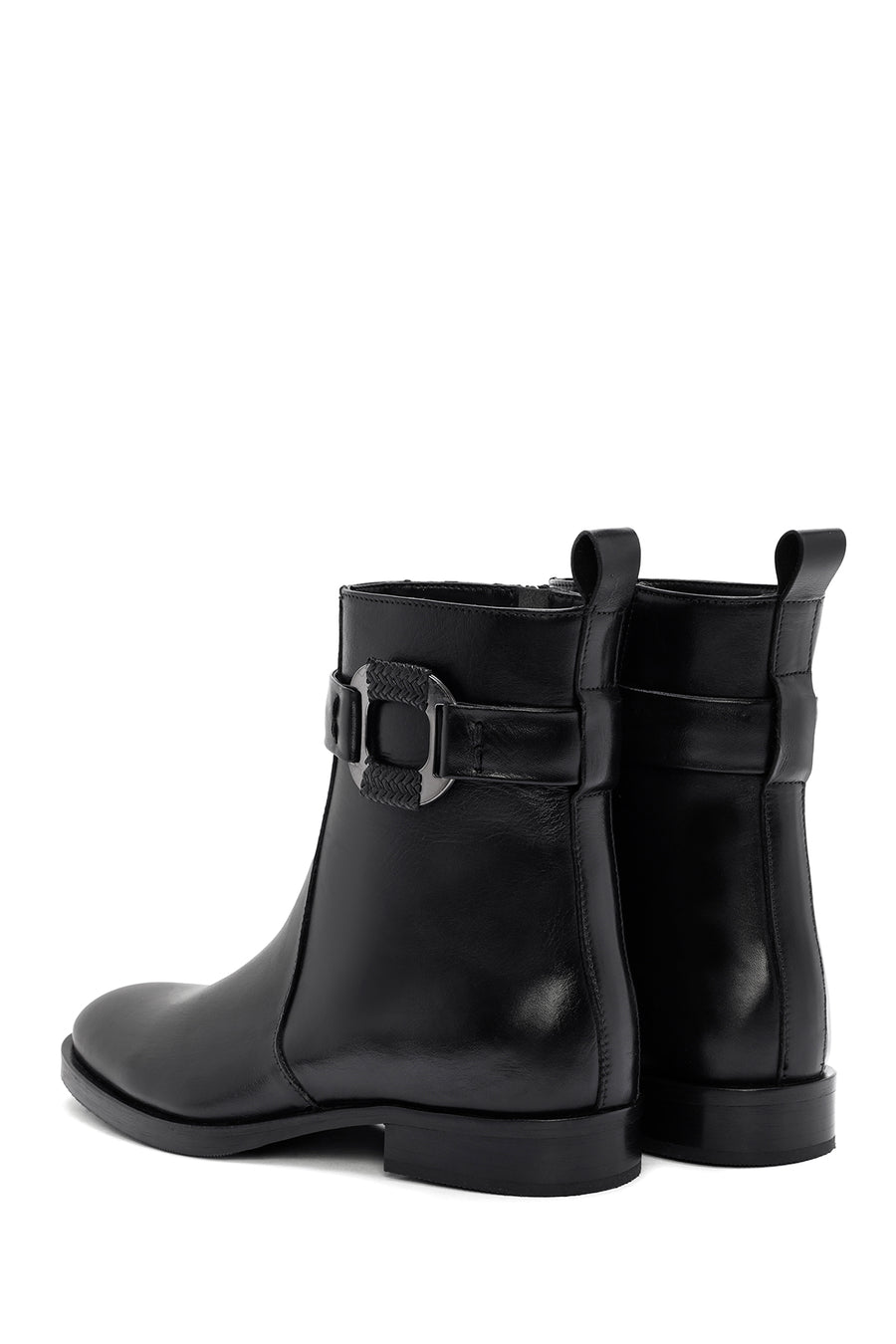 Women's Black Zippered Leather Boots