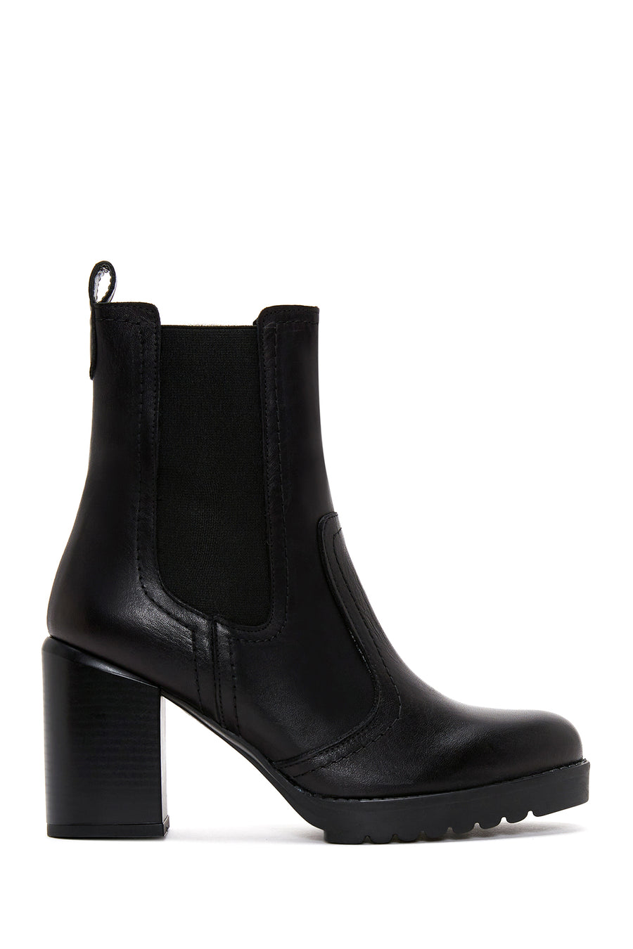 Women's Black Leather Heeled Chelsea Boots 23WFD240218 | Derimod