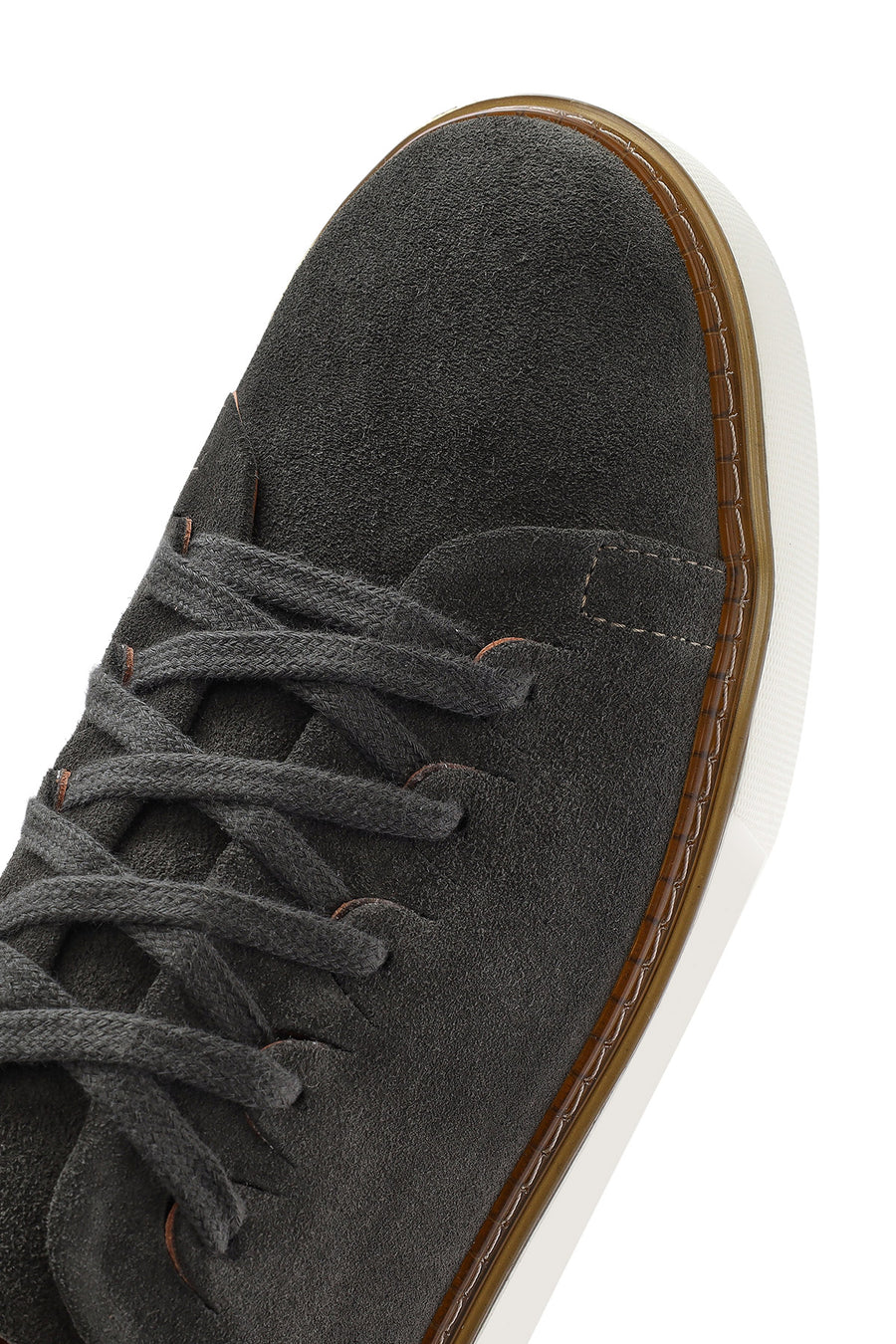 Men's Green Lace-Up Thick-Sole Suede Leather Sneakers