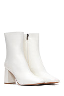 Women's Beige Leather Heeled Classic Boots | Derimod