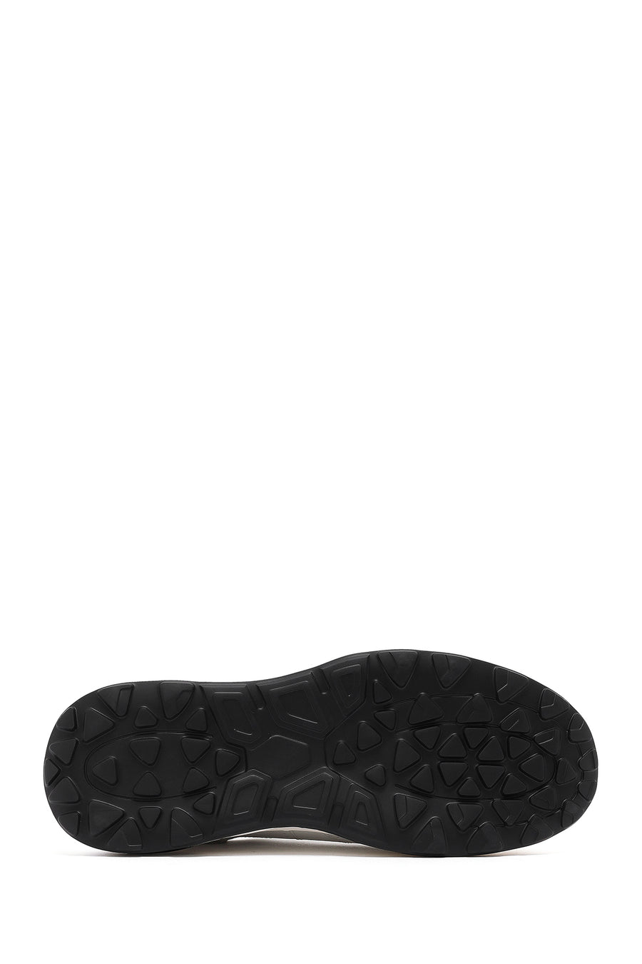 Men's White Lace-up Thick-Sole Leather Sneaker