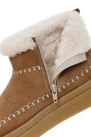 Woman Mink Zip Closure Thick-Soled Suede Teddy Boots | Derimod