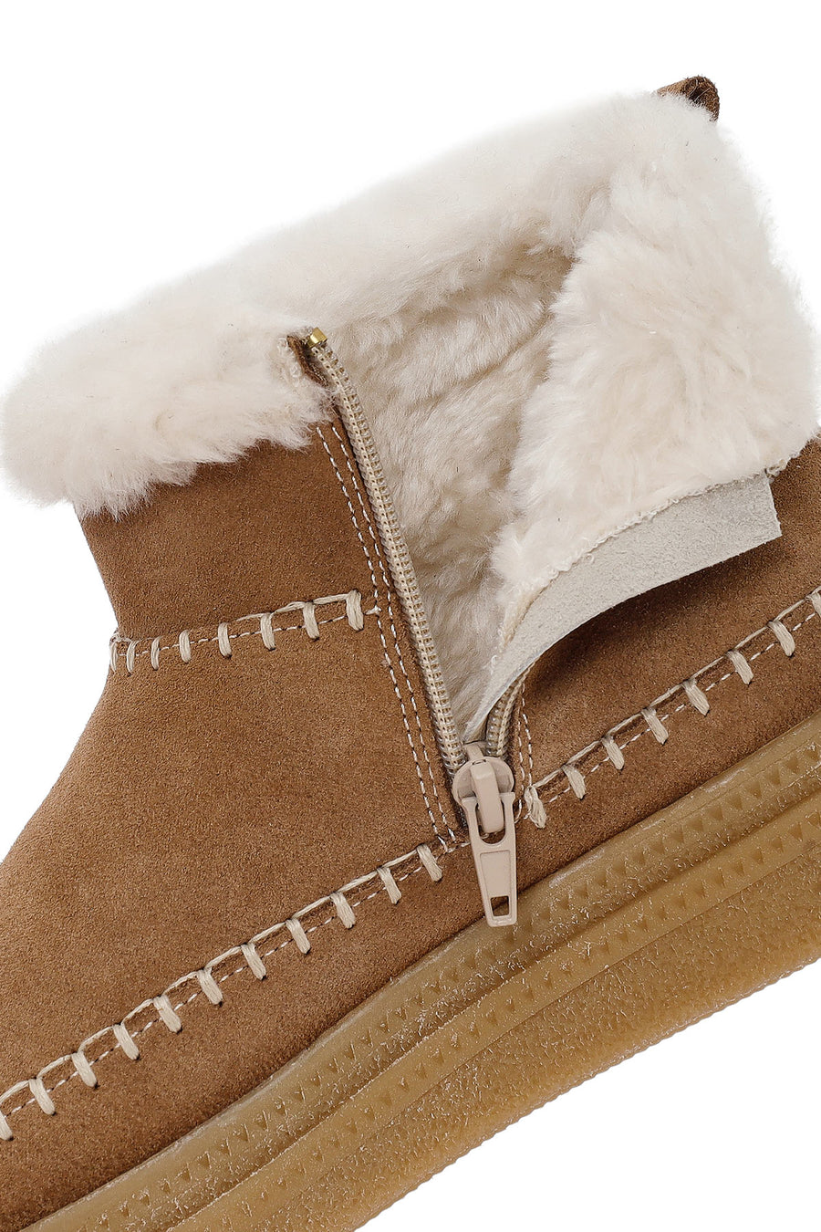 Woman Mink Zip Closure Thick-Soled Suede Teddy Boots