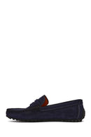 Men's Navy Blue Nubuck Leather Casual Loafer | Derimod